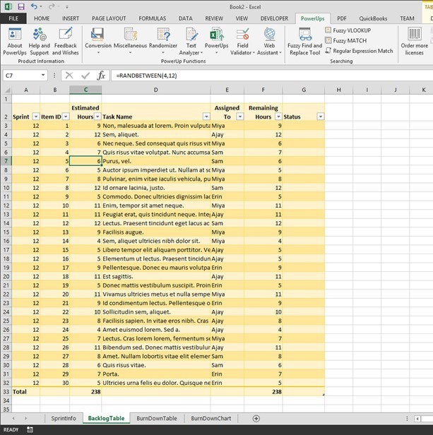 Excel Create Burndown Chart