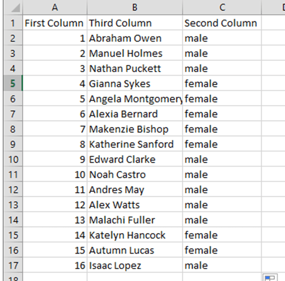 Drag columns in Excel