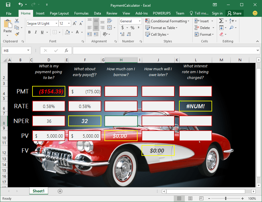 Excel financial functions