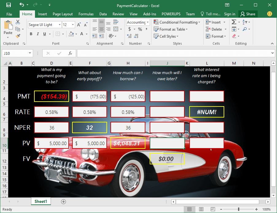 Excel financial functions