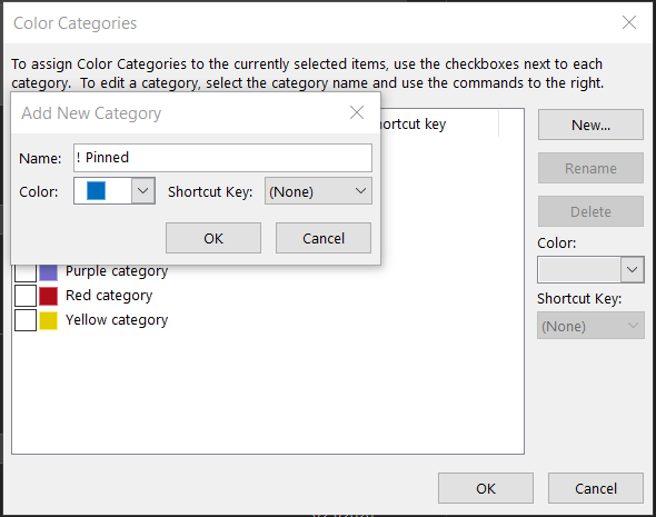 Color Categories dialog box image.